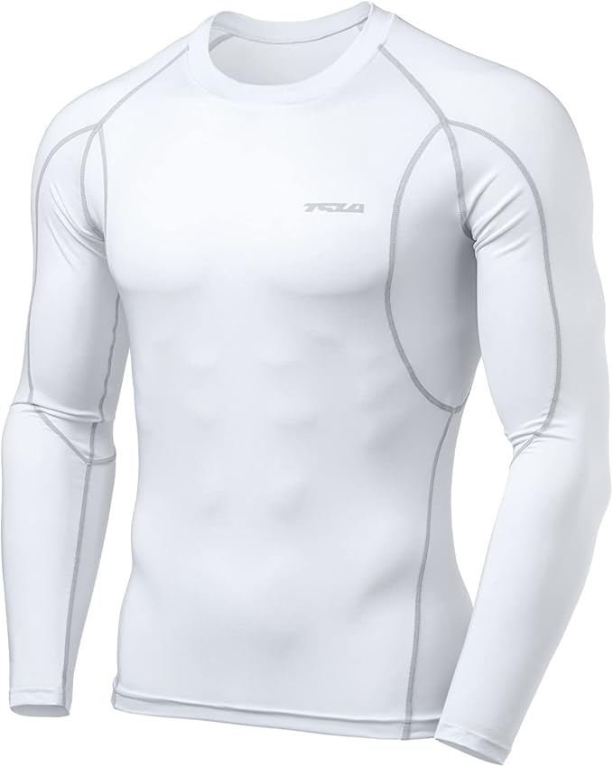 TSLA Men's UPF 50+ Compression Shirts, Cool Dry Long Sleeve Athletic Tops, Sports Baselayer Workout Shirt