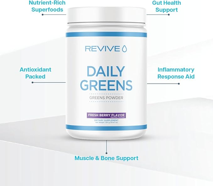 Revive MD Daily Green Powder Superfood (Chocolate) - Supergreens Powder to Support Energy Levels - Green Juice That Improves Fiber Intake - Vegetable Supports Digestion and Gut Health