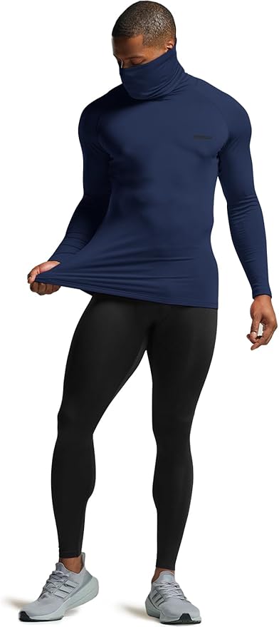TSLA Men's Thermal Long Sleeve Compression Shirts, Mock/Turtleneck Winter Sports Running Base Layer Top