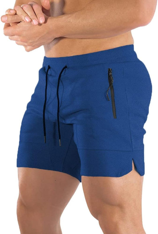 PIDOGYM Men's 5" Gym Workout Shorts,Fitted Jogging Short Pants for Bodybuilding Running Training with Zipper Pockets