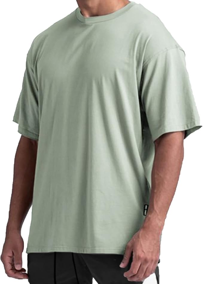 Men's Oversized Workout T-Shirts Lightweight Quick Dry Short Sleeve Tshirts Crew Neck Loose Fit Athletic Tops