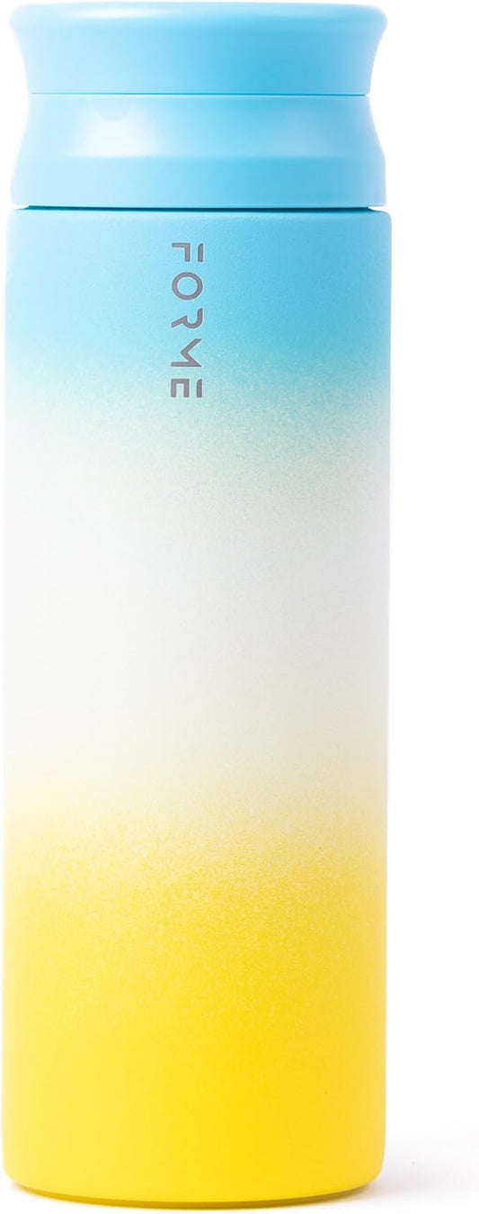 FORME - Shaker, 700ml Stainless Steel Protein Shaker, Double Walled Vacuum Insulated, Cold and Hot Drinks, Silent & Leak Proof, Fits Most Cup Holders (Gradient Yellow/White/Blue)