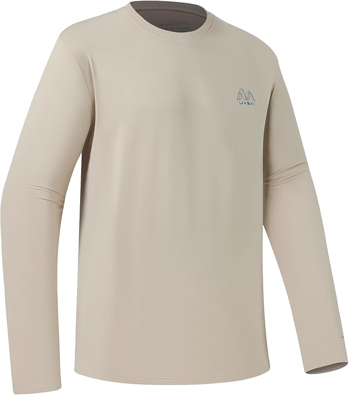 Men’s UPF 50+ Long Sleeve Performance T-Shirts Permanent UV Protective Quick Dry for Everyday Hiking Fishing Beach