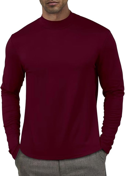 Men's Fashion Shirts Long Sleeve Mock Turtleneck T-Shirts Casual Thermal Undershirt Tops