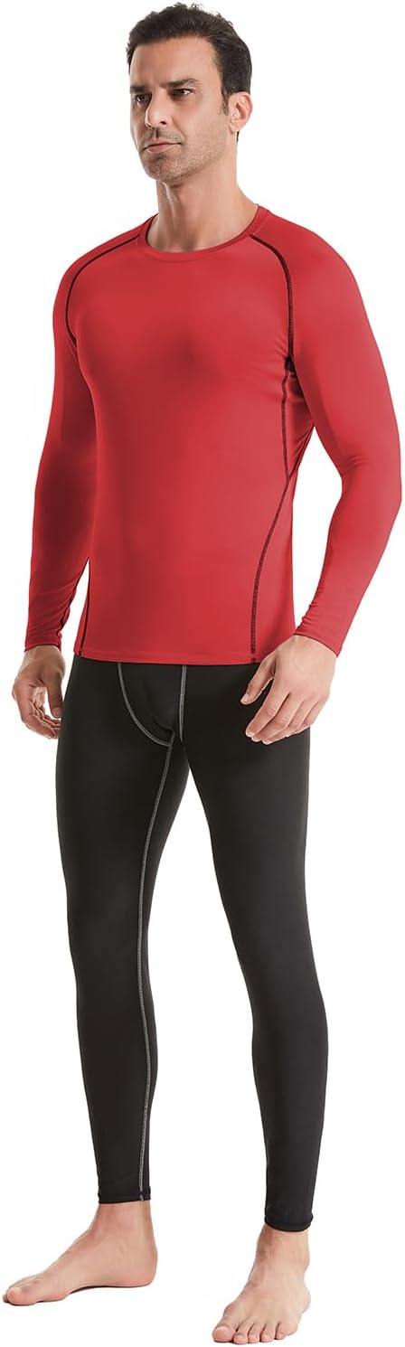 5,6 Pack Men's Compression Shirts Long Sleeve Rash Guard Workout Undershirt Base Layer Athletic Shirt