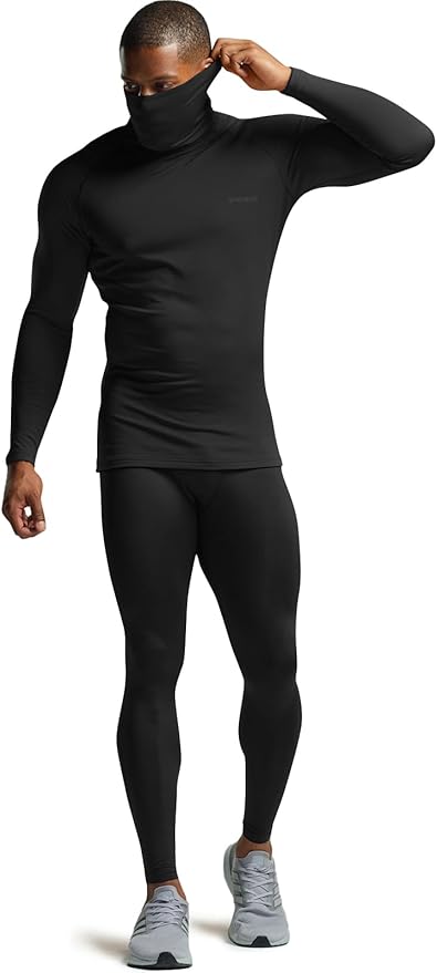 TSLA Men's Thermal Long Sleeve Compression Shirts, Mock/Turtleneck Winter Sports Running Base Layer Top