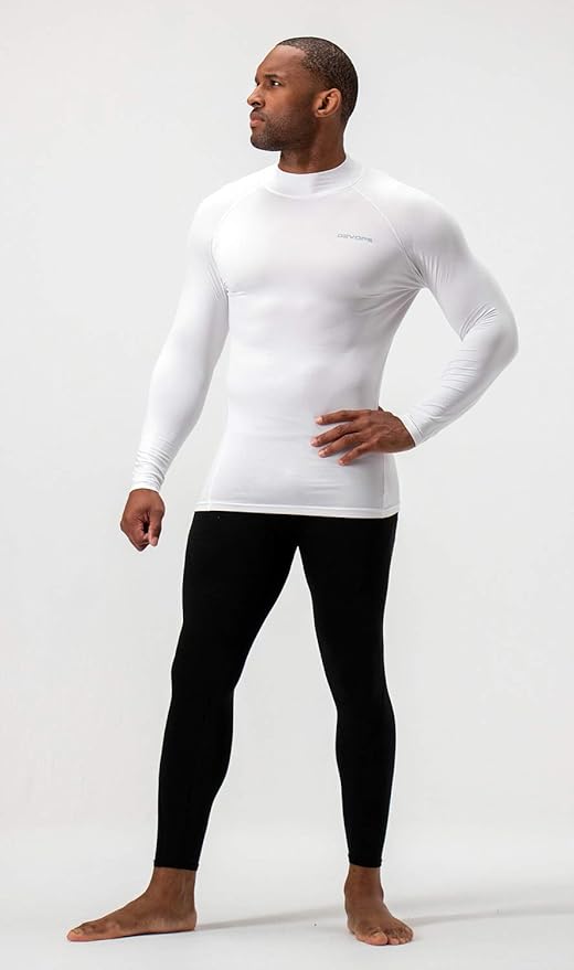 DEVOPS 2 Pack Men's Thermal Turtle Mock Neck Shirts, Compression Long Sleeve Tops and Hoodies