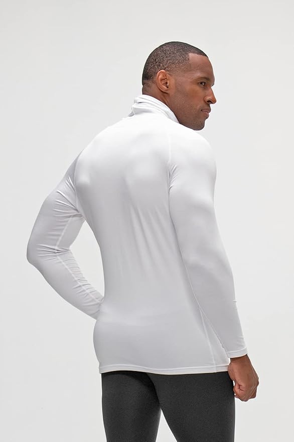 DEVOPS 2 Pack Men's Thermal Turtle Mock Neck Shirts, Compression Long Sleeve Tops and Hoodies