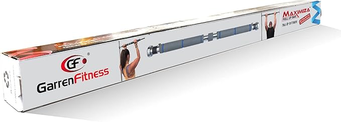 Garren Fitness Maximiza Pull Up Bar for Doorway - 27 to 39 Inches Adjustable Width Pullup Bar/Chin up Bar with 3 Sets of Screw-in Heavy-Duty Door-Mounts