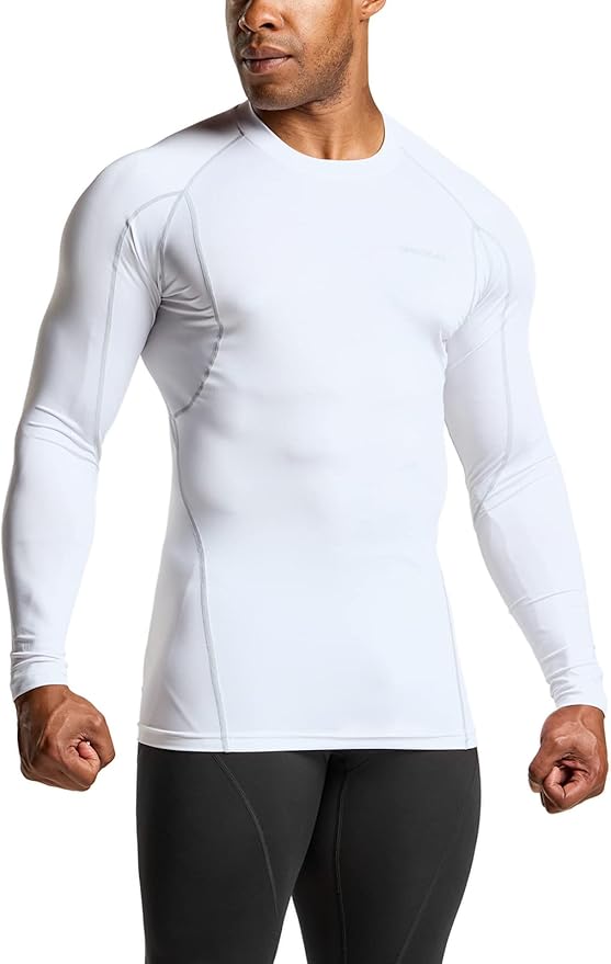 TSLA Men's UPF 50+ Compression Shirts, Cool Dry Long Sleeve Athletic Tops, Sports Baselayer Workout Shirt