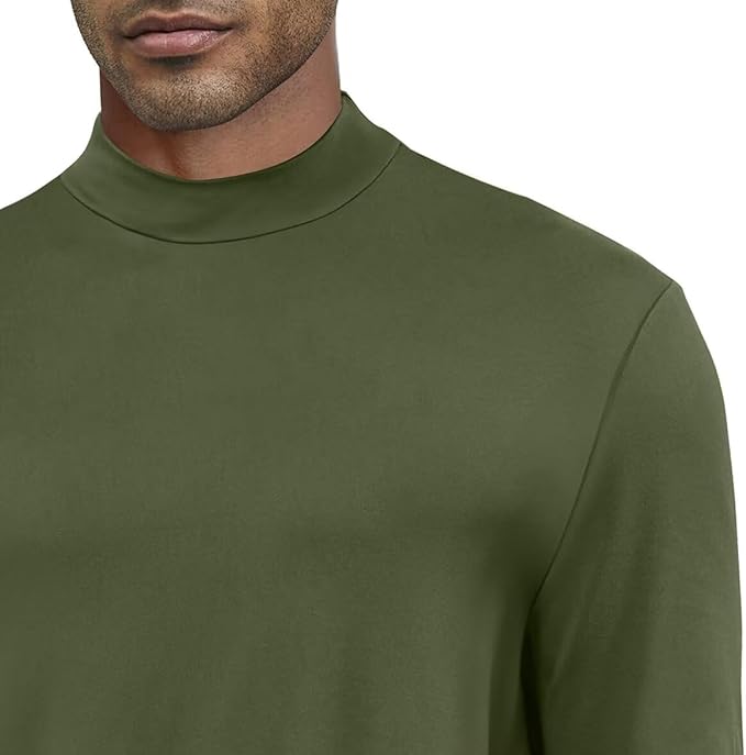 Men's Fashion Shirts Long Sleeve Mock Turtleneck T-Shirts Casual Thermal Undershirt Tops