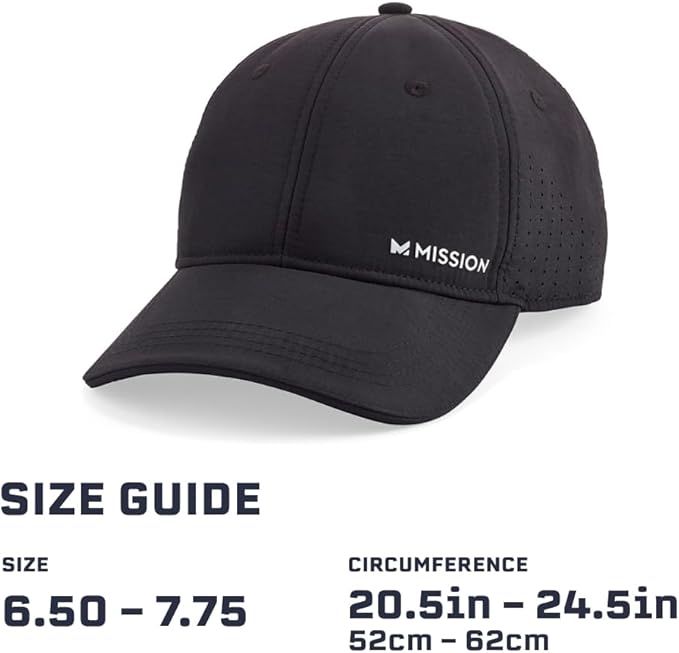 MISSION Cooling Vented Performance Hat Unisex One Size Cap for Workouts, Golf & Running, Sweat & Water Activated Technology