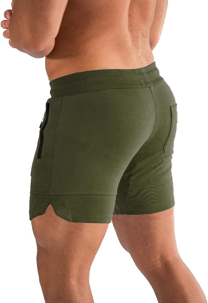 PIDOGYM Men's 5" Gym Workout Shorts,Fitted Jogging Short Pants for Bodybuilding Running Training with Zipper Pockets