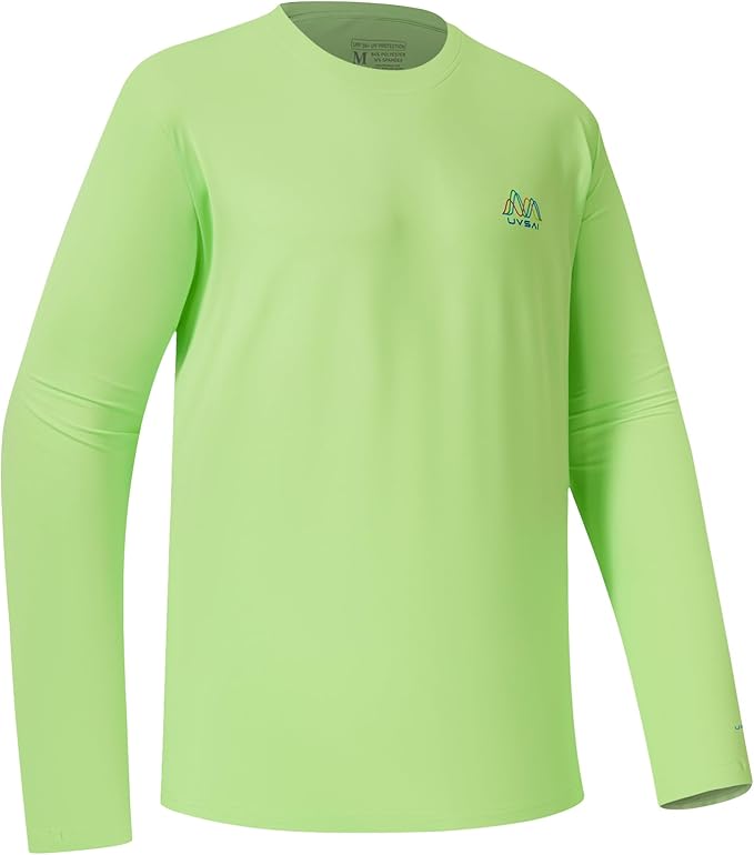 Men’s UPF 50+ Long Sleeve Performance T-Shirts Permanent UV Protective Quick Dry for Everyday Hiking Fishing Beach
