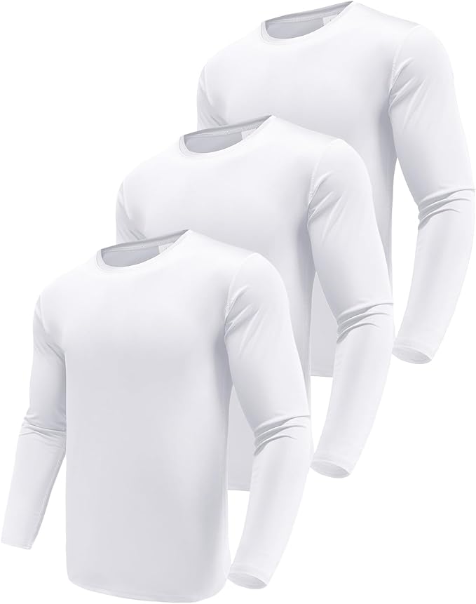 Men's 1, 3 or 5 Pack Performance Long Sleeve T-Shirts, UPF 50+ Sun Protection Shirts, Athletic Gym Workout Shirts for Running