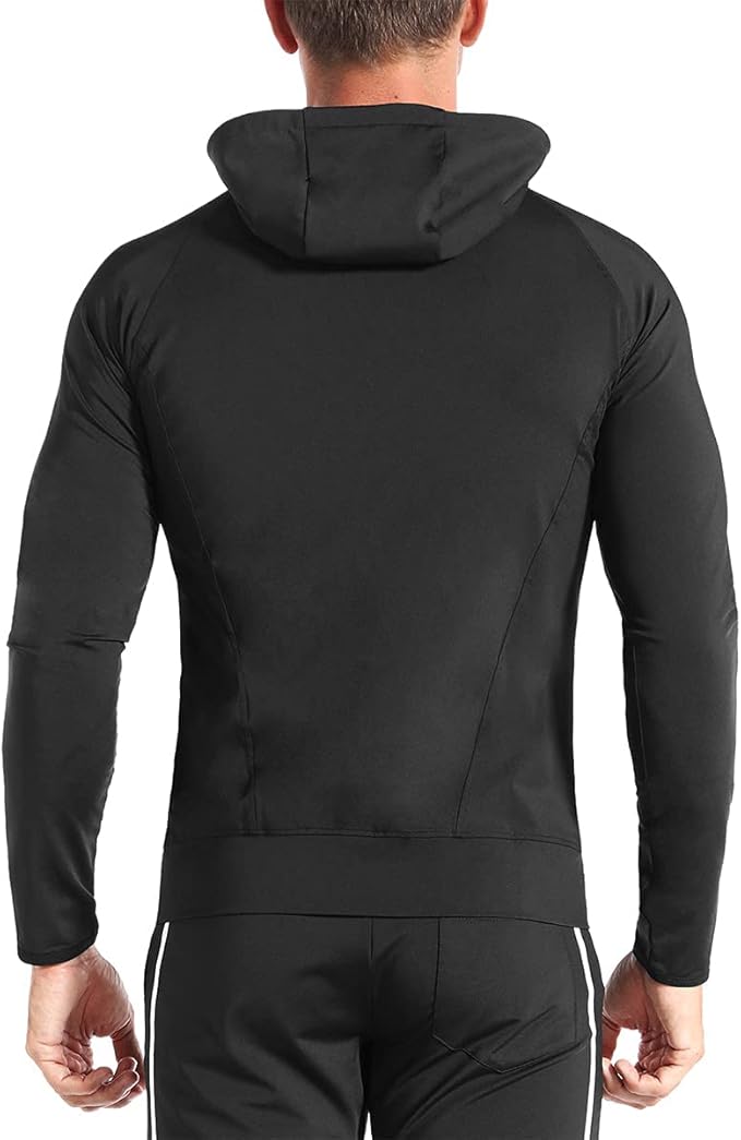 BROKIG Mens WindBreak Lightweight Running Jackets with Zip Pocket, Workout Track Hoodie Athletic Gym Sweatshirts Men
