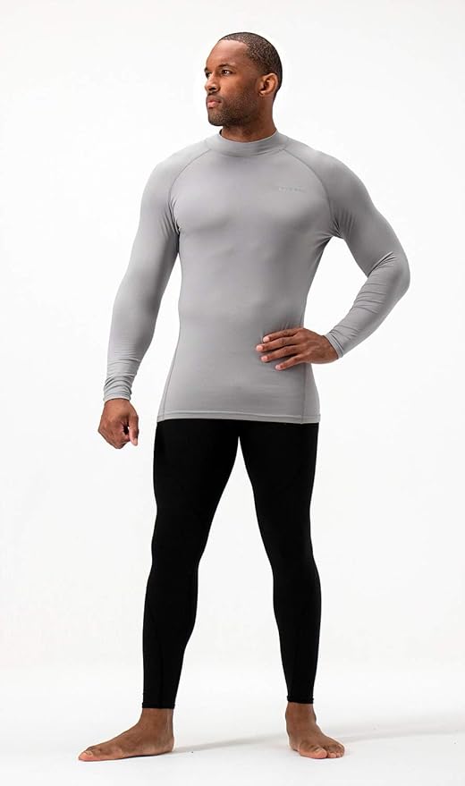 DEVOPS 2 Pack Men's Thermal Turtle Mock Neck Shirts, Compression Long Sleeve Tops and Hoodies