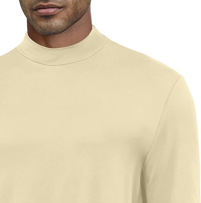 Men's Fashion Shirts Long Sleeve Mock Turtleneck T-Shirts Casual Thermal Undershirt Tops