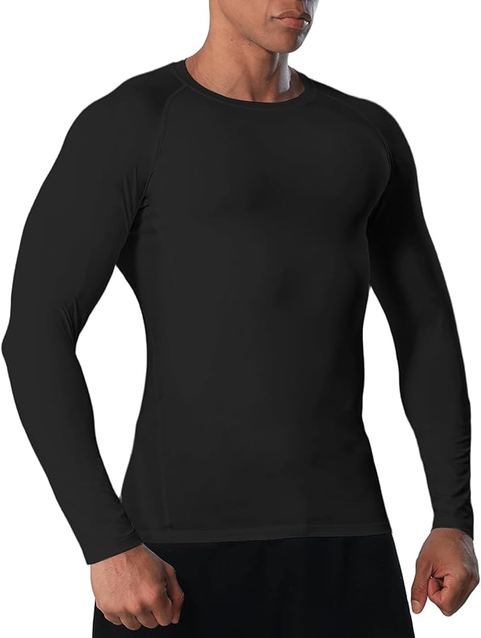 Men's Long Sleeve Compression Shirts Athletic Sport Undershirts Tight Base Layer Tops Rash Guard Workout Running Gym
