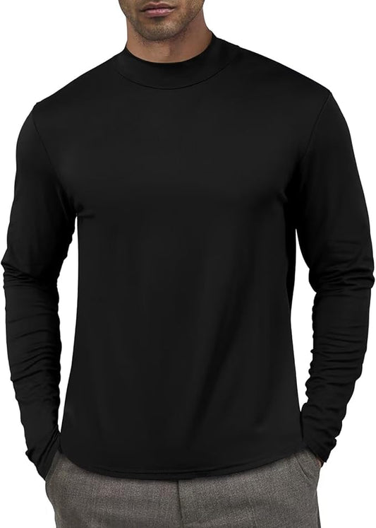 Men's Fashion Shirts Long Sleeve Mock Turtleneck T-Shirts Casual Thermal Undershirt Tops
