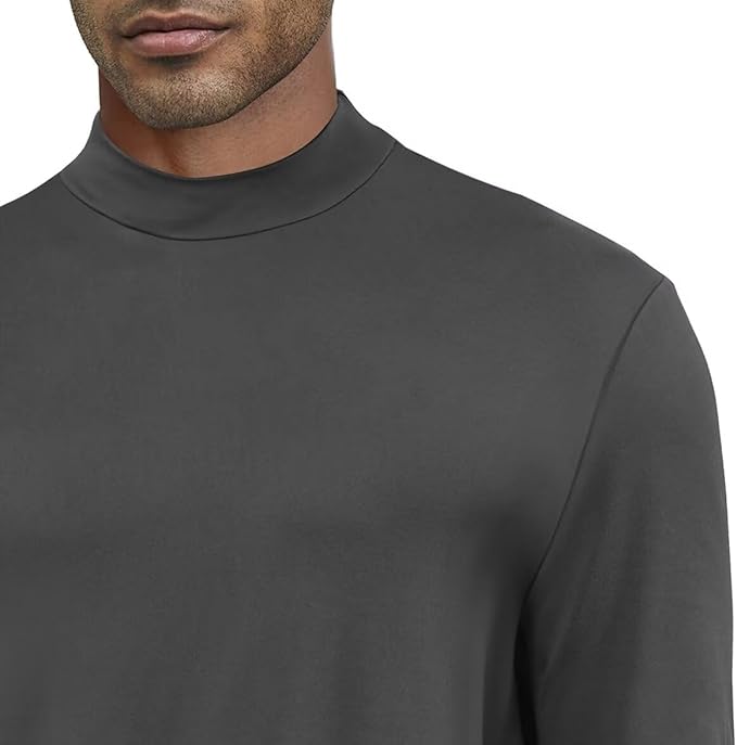 Men's Fashion Shirts Long Sleeve Mock Turtleneck T-Shirts Casual Thermal Undershirt Tops