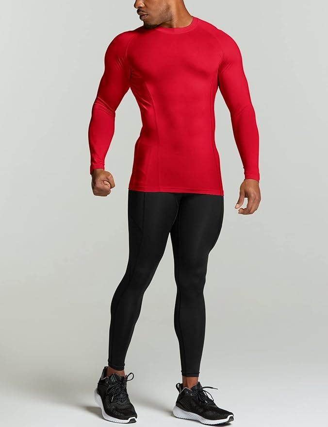 ATHLIO Men's UPF 50+ Long Sleeve Compression Shirts, Water Sports Rash Guard Base Layer, Athletic Workout Shirt