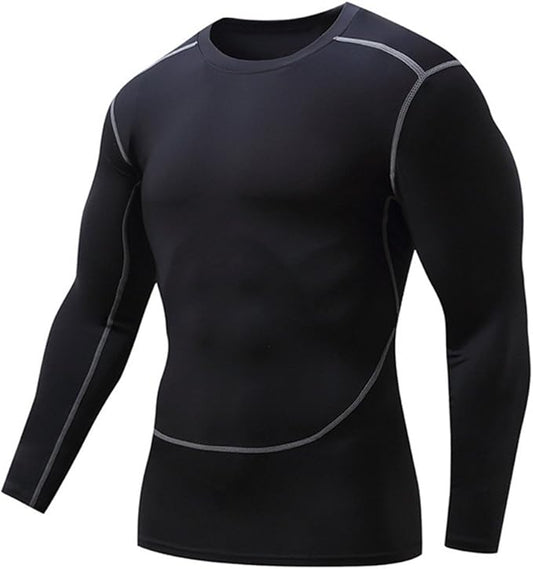Men's Soft Slim Long Sleeve Dry-Fit Compression Gym Trainning Shirt