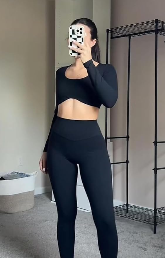 Aoxjox High Waisted Workout Leggings for Women Tummy Control Buttery Soft Yoga Metamorph Deep V Pants 26"