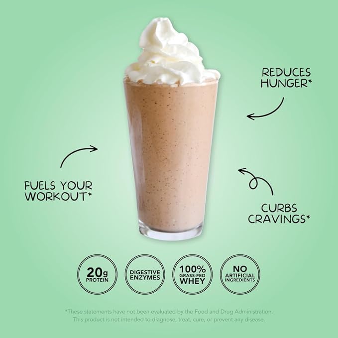 Clean Simple Eats Whey Protein Powder, Mint Chocolate Cookie Flavor, Naturally Sweetened, 100% Grass Fed Protein Powder with Digestive Enzymes, No Artificial Ingredients, Gluten Free, 30 Srvgs