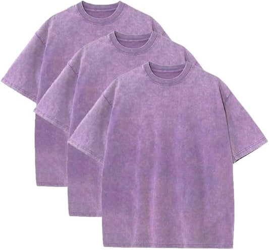 3 Pcs Men's Oversized Heavy Cotton Summer T-Shirts Vintage Tee Loose Fit Short Sleeve Casual Tshirts for Men Women