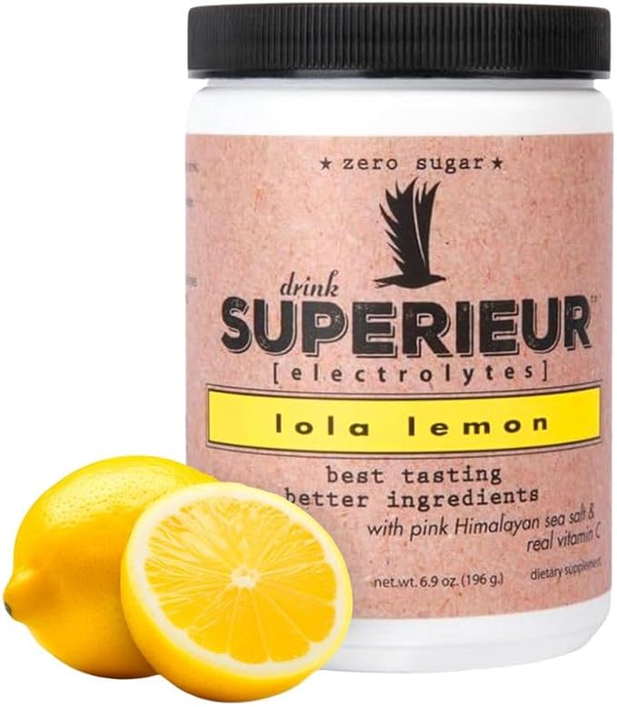 Superieur Electrolytes – Plant Based Electrolyte Supplement w/Sea Minerals for Hydration & Recovery – Keto Friendly, Non-GMO, Zero Sugar, Vegan Healthy Sports Drink Powder – Lola Lemon (70 Servings)