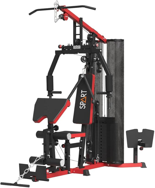 SPART Home Gym, Multifunctional Home Gym Equipment, Workout Station with 160LBS Weight Stack for Leg Press & Chest Fly, All in One Workout Machine Full Body Strength Training with Pulley System