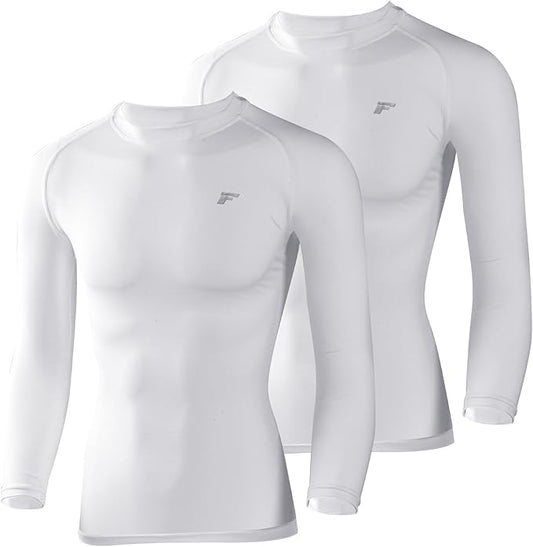 Men's Compression Shirts Long Sleeve Running Athletic Undershirts Workout Baseball Base Layer Fishing Rash Guard Tops 2 Pack