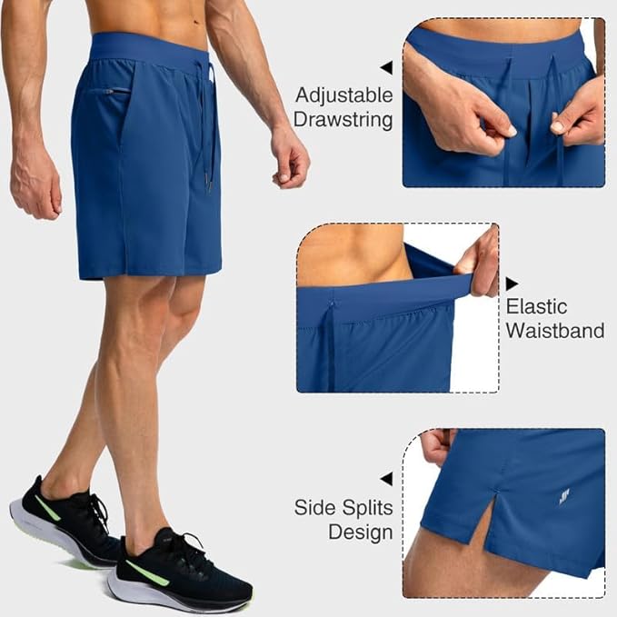 Men's Running Shorts with Zipper Pockets 9 Inch/ 7 Inch / 5 Inch Lightweight Quick Dry Gym Workout Athletic Shorts for Men