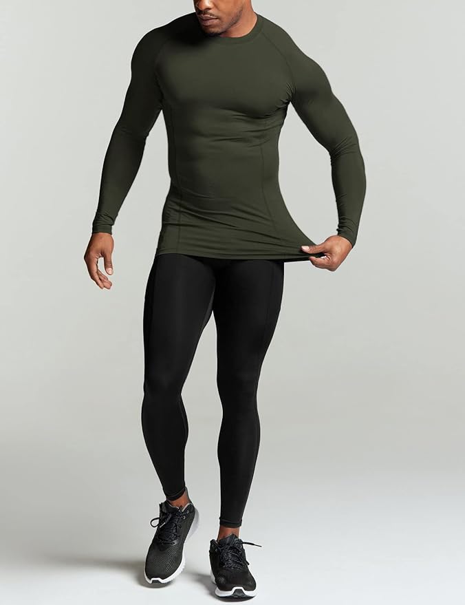 ATHLIO Men's UPF 50+ Long Sleeve Compression Shirts, Water Sports Rash Guard Base Layer, Athletic Workout Shirt