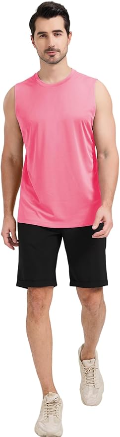 Men's Sleeveless UPF 50+ Swim Shirts Quick Dry Workout Tank Top UV Protection Running Gym Muscle T Shirts