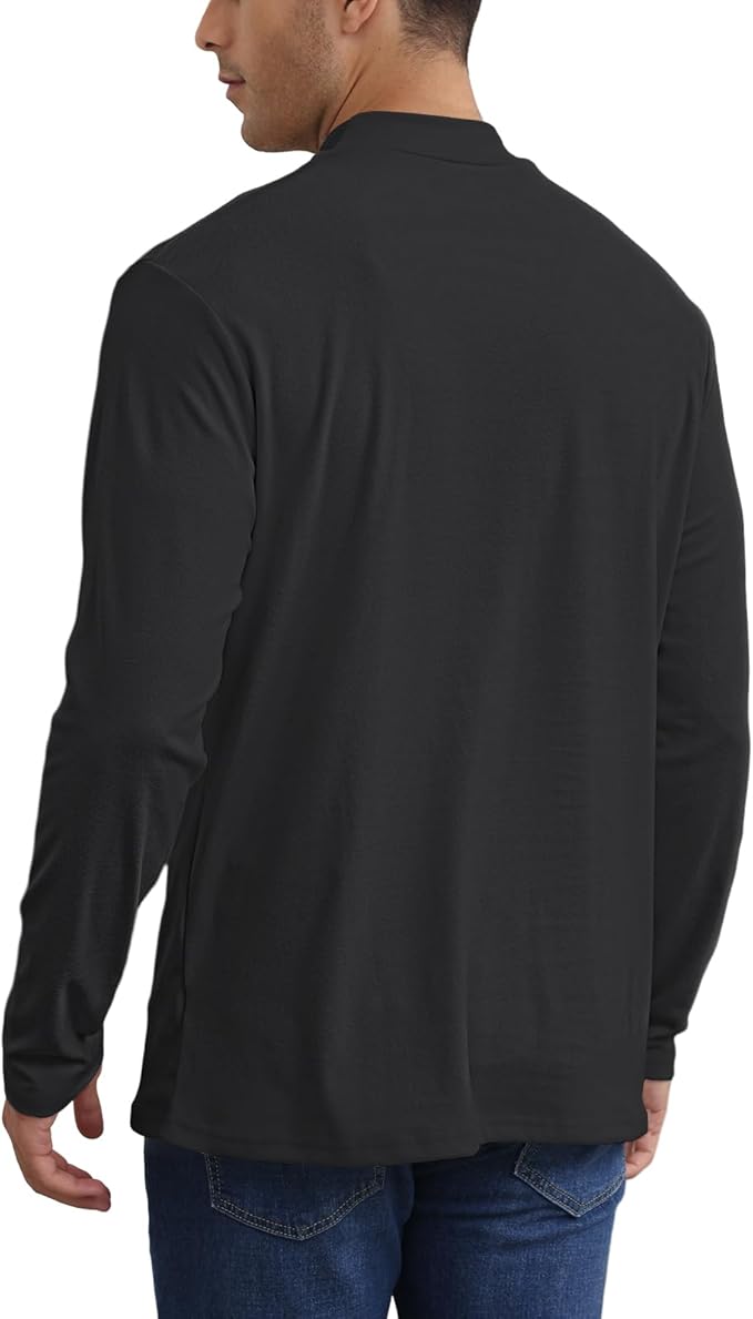 Mens Casual Mock Turtleneck T-Shirts Long Sleeve Thermal Stretchy Pullover Basic Lightweight Undershirt Sweater Tops