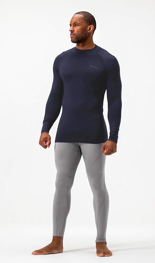 DEVOPS 2 Pack Men's Thermal Turtle Mock Neck Shirts, Compression Long Sleeve Tops and Hoodies