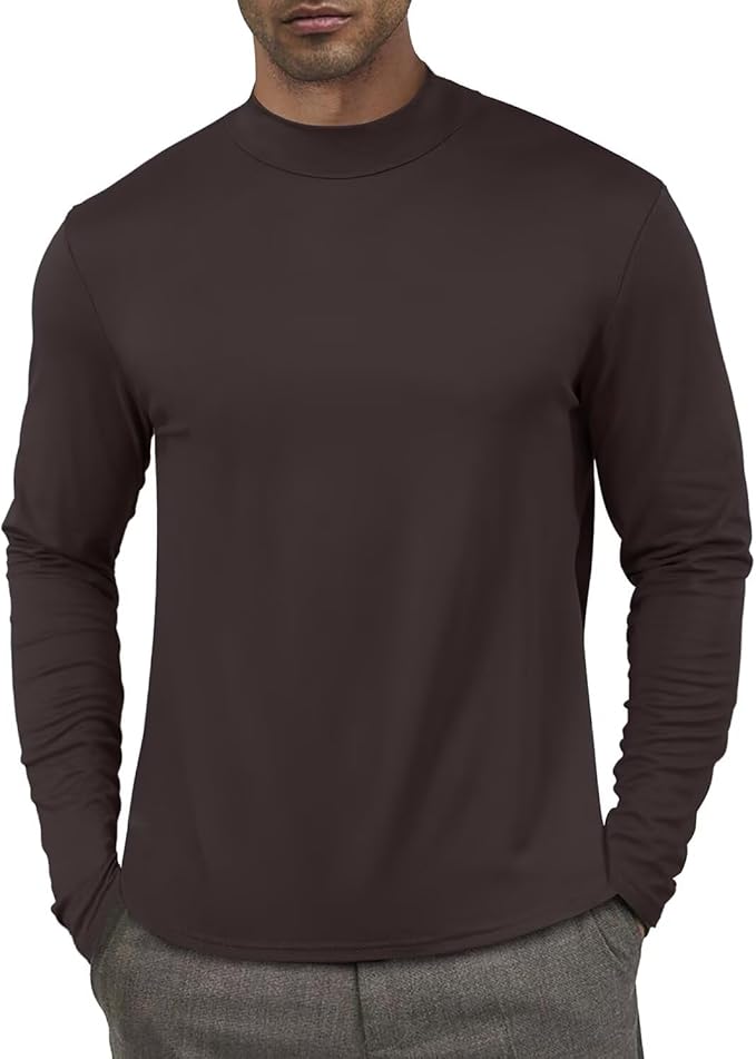 Men's Fashion Shirts Long Sleeve Mock Turtleneck T-Shirts Casual Thermal Undershirt Tops
