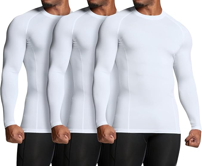 ATHLIO Men's UPF 50+ Long Sleeve Compression Shirts, Water Sports Rash Guard Base Layer, Athletic Workout Shirt