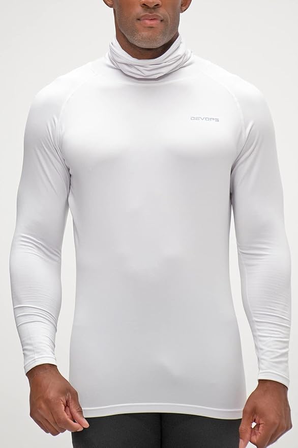 DEVOPS 2 Pack Men's Thermal Turtle Mock Neck Shirts, Compression Long Sleeve Tops and Hoodies