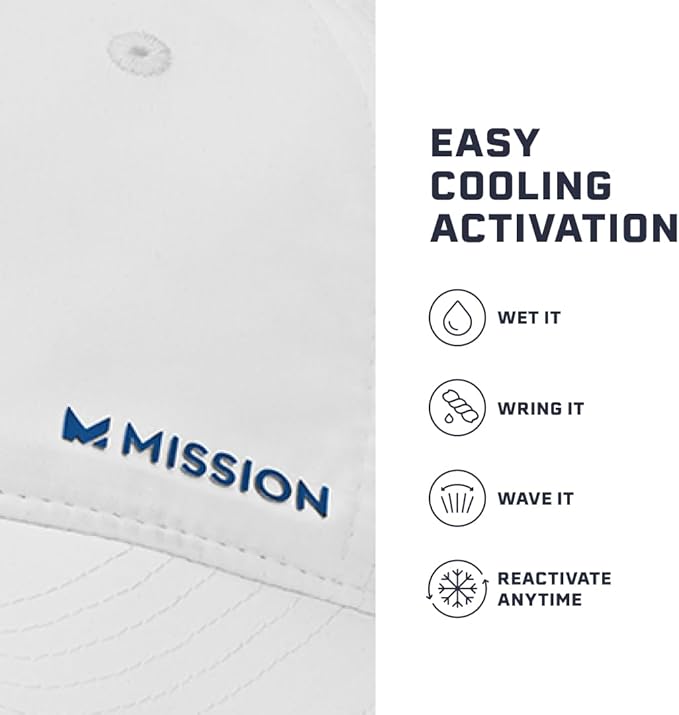 MISSION Cooling UPF Performance Hat - Unisex One Size Cap for Workouts, Golf & Running - Sweat & Water Activated Technology