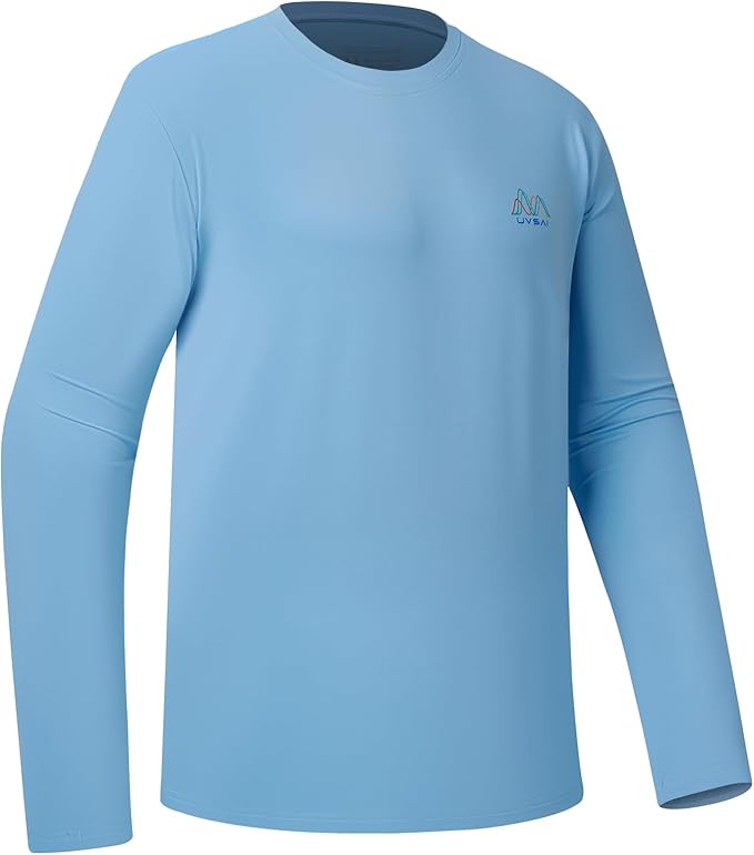 Men’s UPF 50+ Long Sleeve Performance T-Shirts Permanent UV Protective Quick Dry for Everyday Hiking Fishing Beach