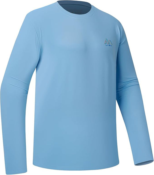Men’s UPF 50+ Long Sleeve Performance T-Shirts Permanent UV Protective Quick Dry for Everyday Hiking Fishing Beach