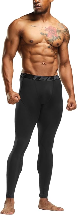 TSLA Men's Thermal Compression Pants, Athletic Sports Leggings & Running Tights, Wintergear Base Layer Bottoms