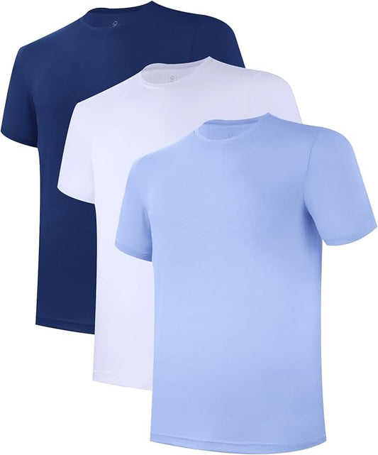 BAMBOO COOL Men's Undershirt Moisture-Wicking T-Shirts Stretch Crewneck Soft Tees for Men,3 Pack