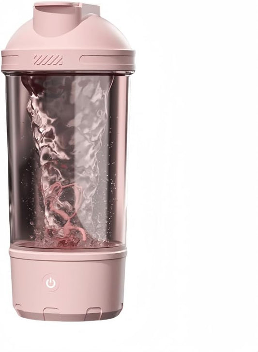Electric Protein Shaker Bottle Automatic Stirring Mug Tritan Materia Cup Sports Health Cup Waterproof Rechargeable Cup (Pink)