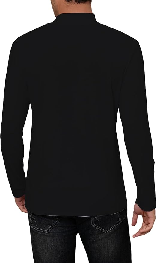 Mens Mock Turtleneck Long Sleeve Slim Fit Shirts Basic Casual Undershirts Lightweight Pullover