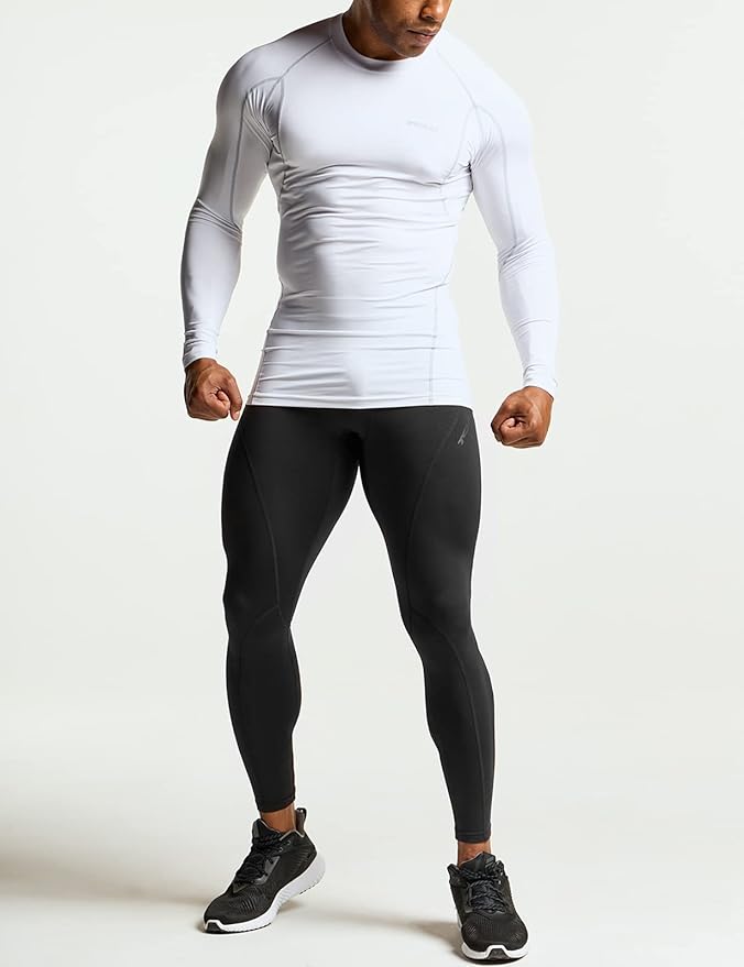 TSLA Men's UPF 50+ Compression Shirts, Cool Dry Long Sleeve Athletic Tops, Sports Baselayer Workout Shirt