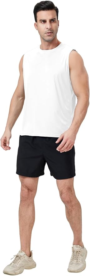 Men's Sleeveless UPF 50+ Swim Shirts Quick Dry Workout Tank Top UV Protection Running Gym Muscle T Shirts